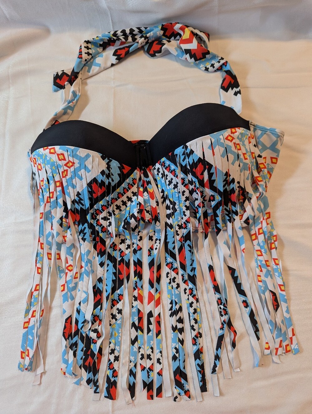 Woman's Pzz Beach Geometric Print Padded Underwire Bathing Suit Top Size 3XL